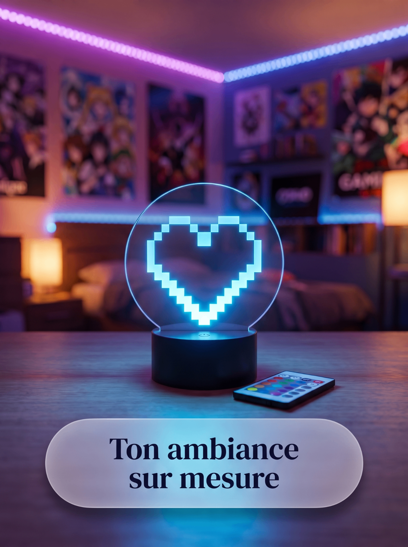 Lampe Acrylique HeartBeat 8-Bit — visuel 4