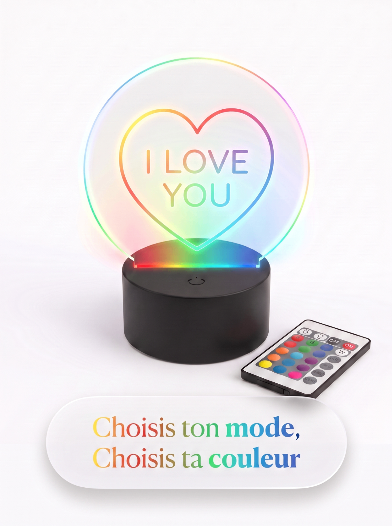 Lampe Acrylique I Love You — visuel 2
