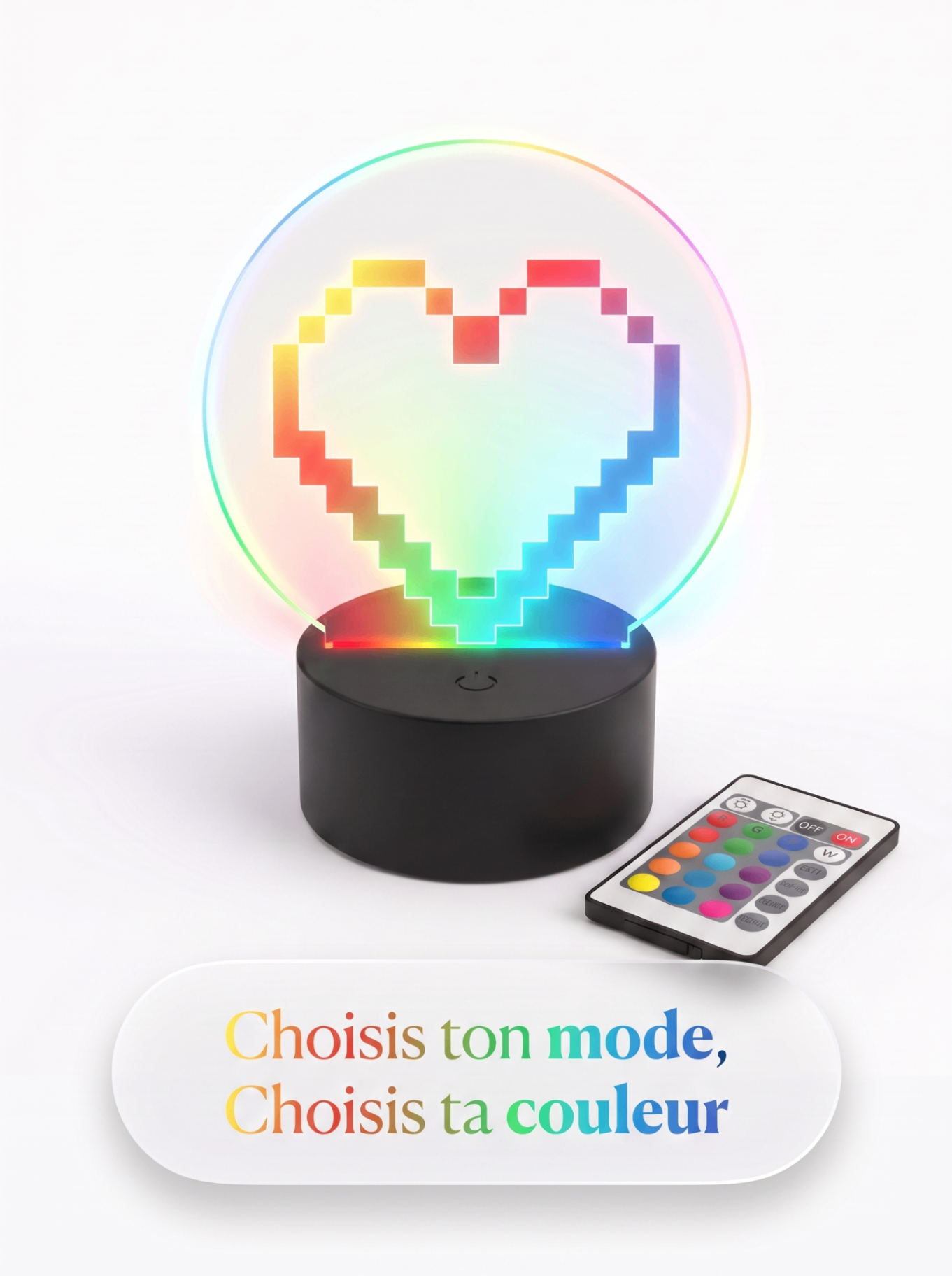 Lampe Acrylique HeartBeat 8-Bit — visuel 2