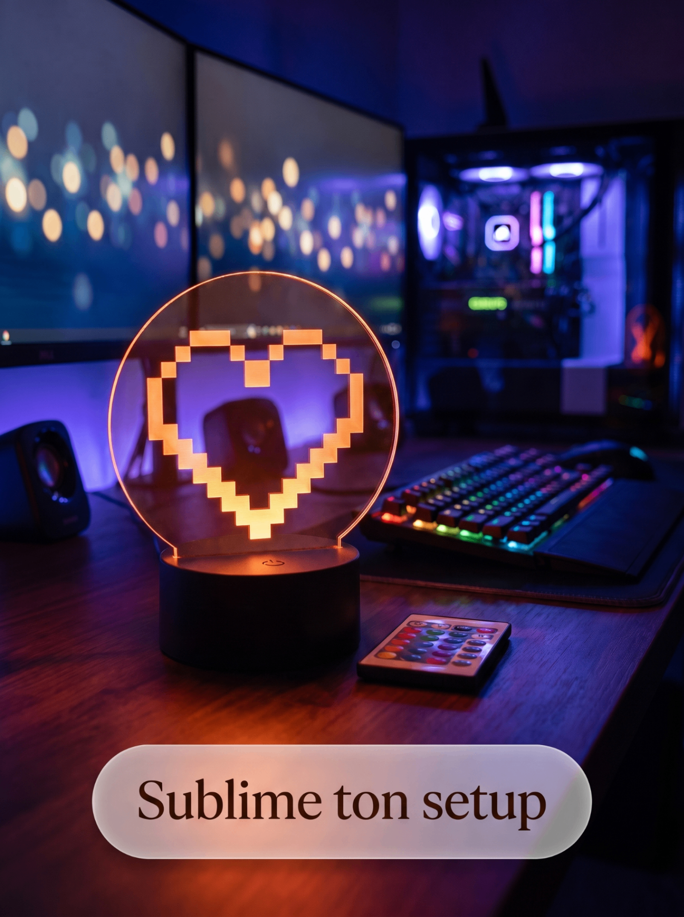 Lampe Acrylique HeartBeat 8-Bit — visuel 3