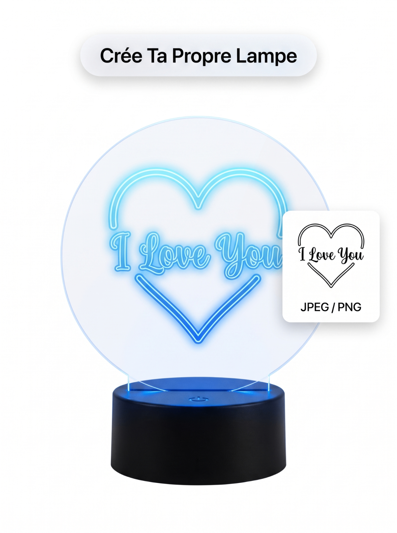 Lampe Acrylique I Love You — visuel 8