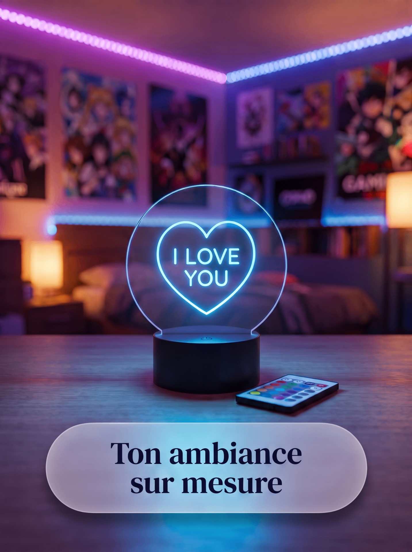 Lampe Acrylique I Love You — visuel 3