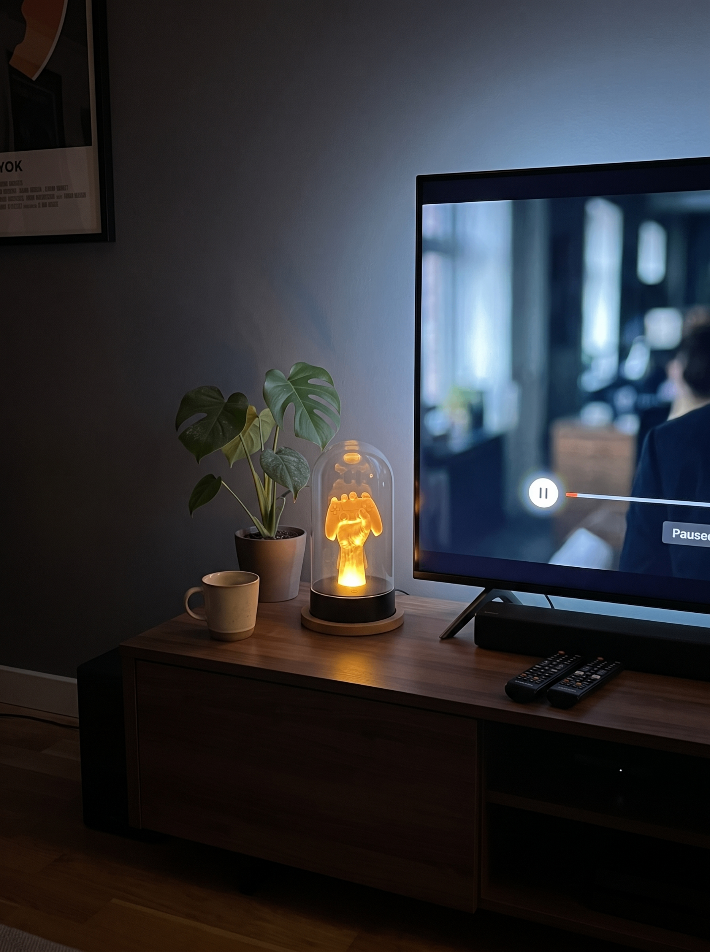 Lampe manette dans un salon